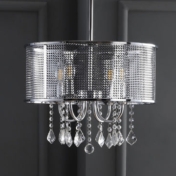Avah Metal/Crystal Adjustable LED Drop Chandelier - JONATHAN Y